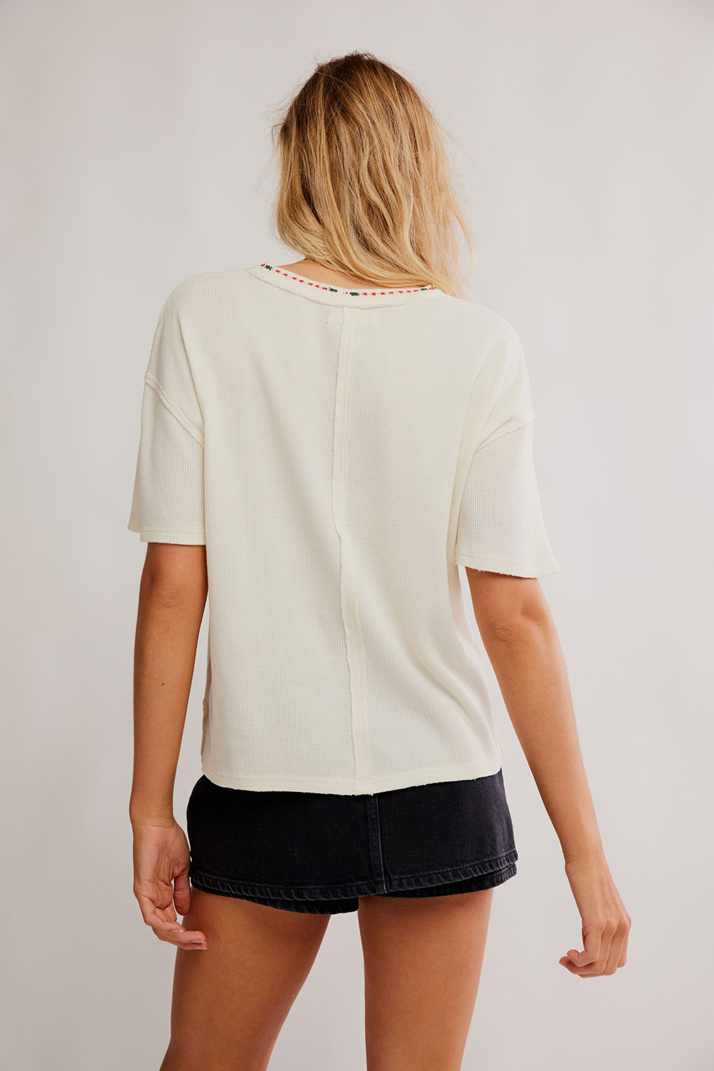 Free People - Merry Meowy Tee - Ivory Combo - Back