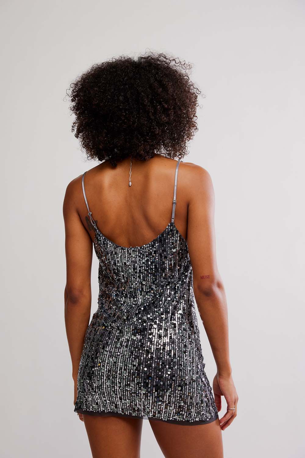 Free People - Midnight Kiss Mini Slip Charcoal Combo - Back