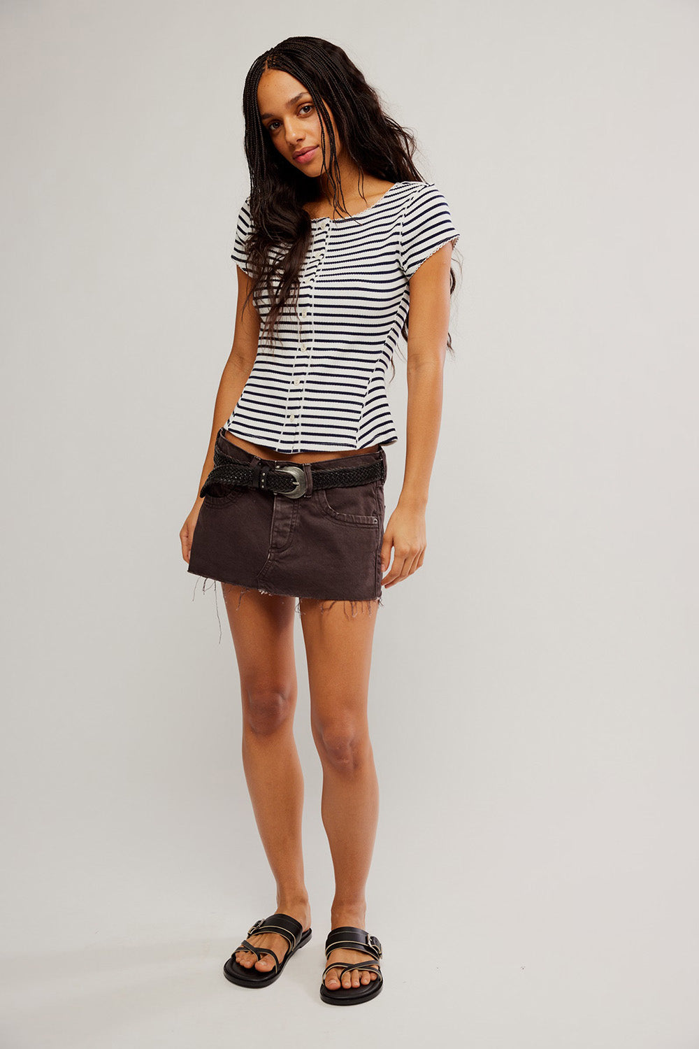 free people most wanted stripe cardi black white stripe