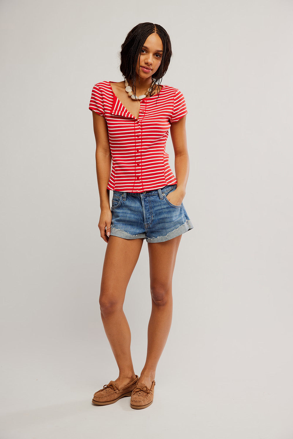 free people most wanted stripe cardi red white stripe