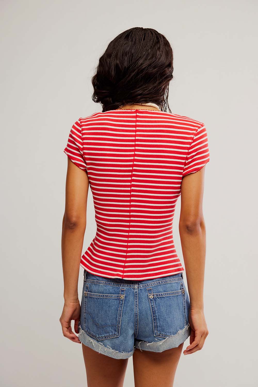 free people most wanted stripe cardi red white stripe back
