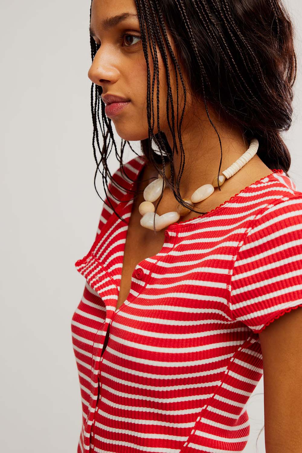 free people most wanted stripe cardi red white stripe detail