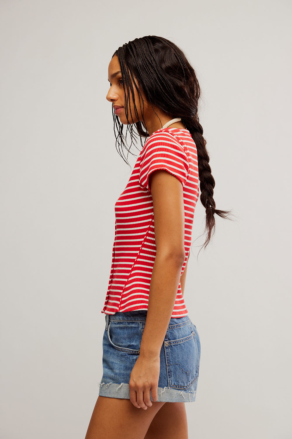 free people most wanted stripe cardi red white stripe side
