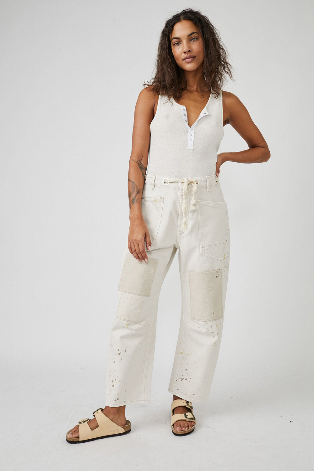 free people moxie low slung pull on pant white