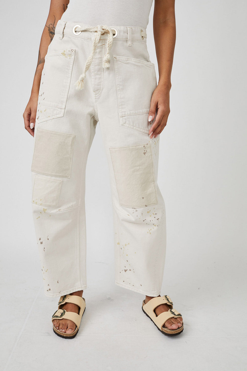 free people moxie low slung pull on pant white front