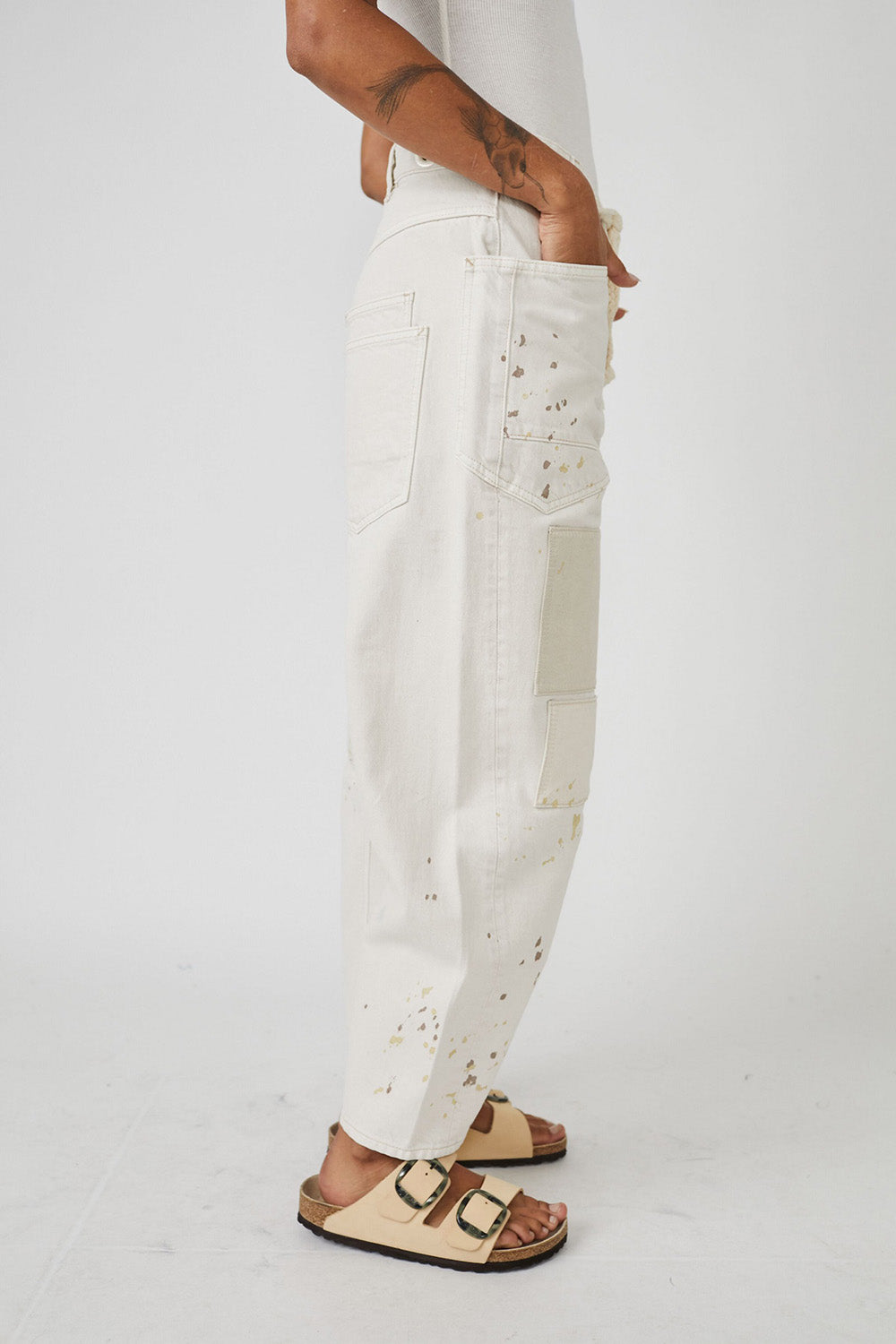 free people moxie low slung pull on pant white side