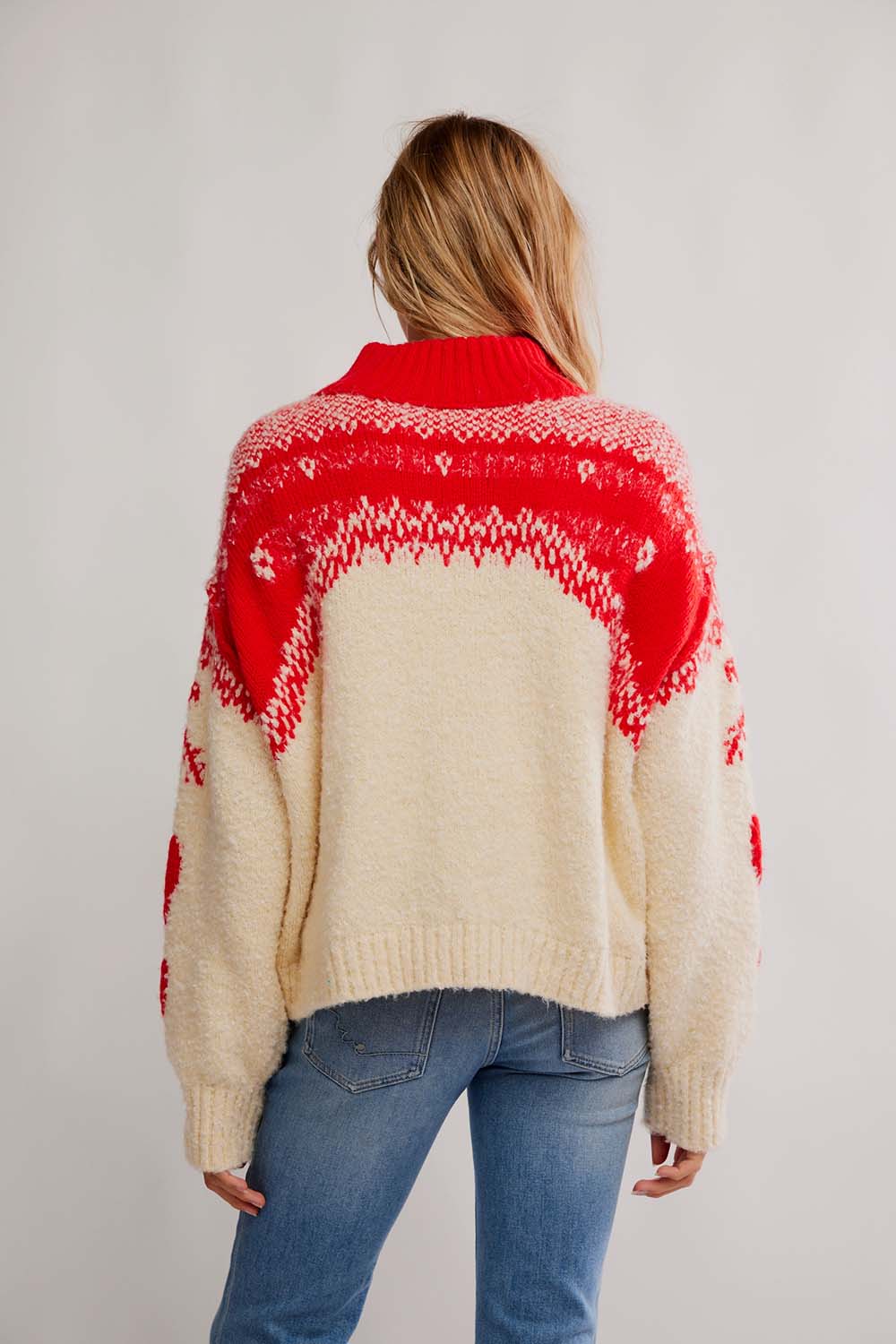 Free People - Mythical Sweater - Vanilla Scarlet Combo - Back