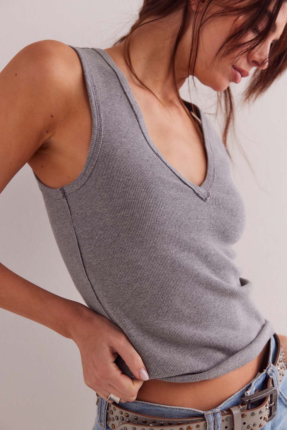 Free People - Neria Tank - Heather Grey - Detail