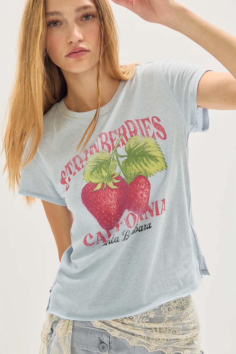 free people nova graphic tee strawberry combo front