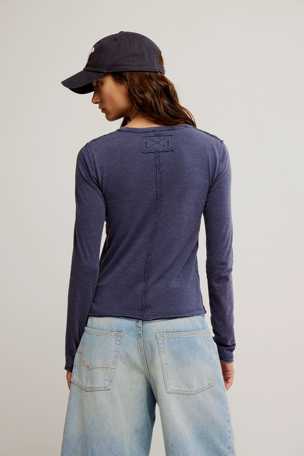 free people nova tee ls peacoat back
