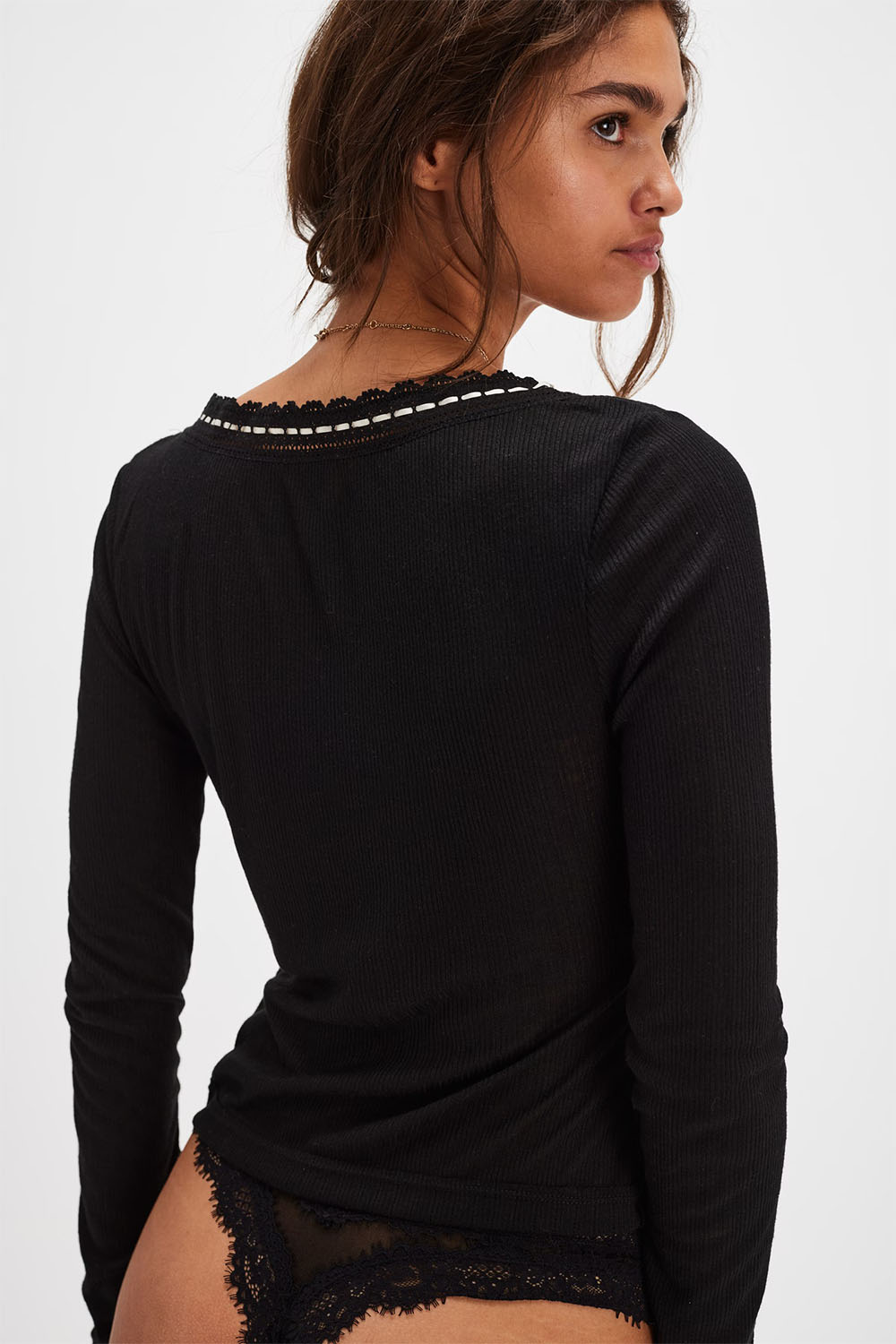 free people only you long sleeve black  back
