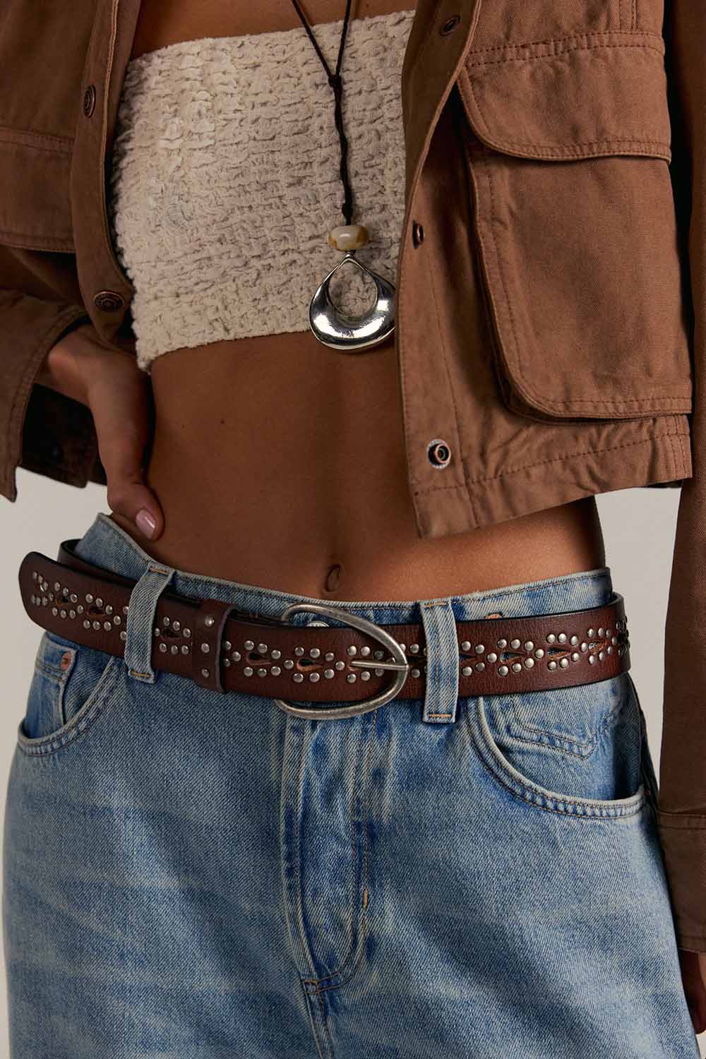 free people preston stud belt mocha model