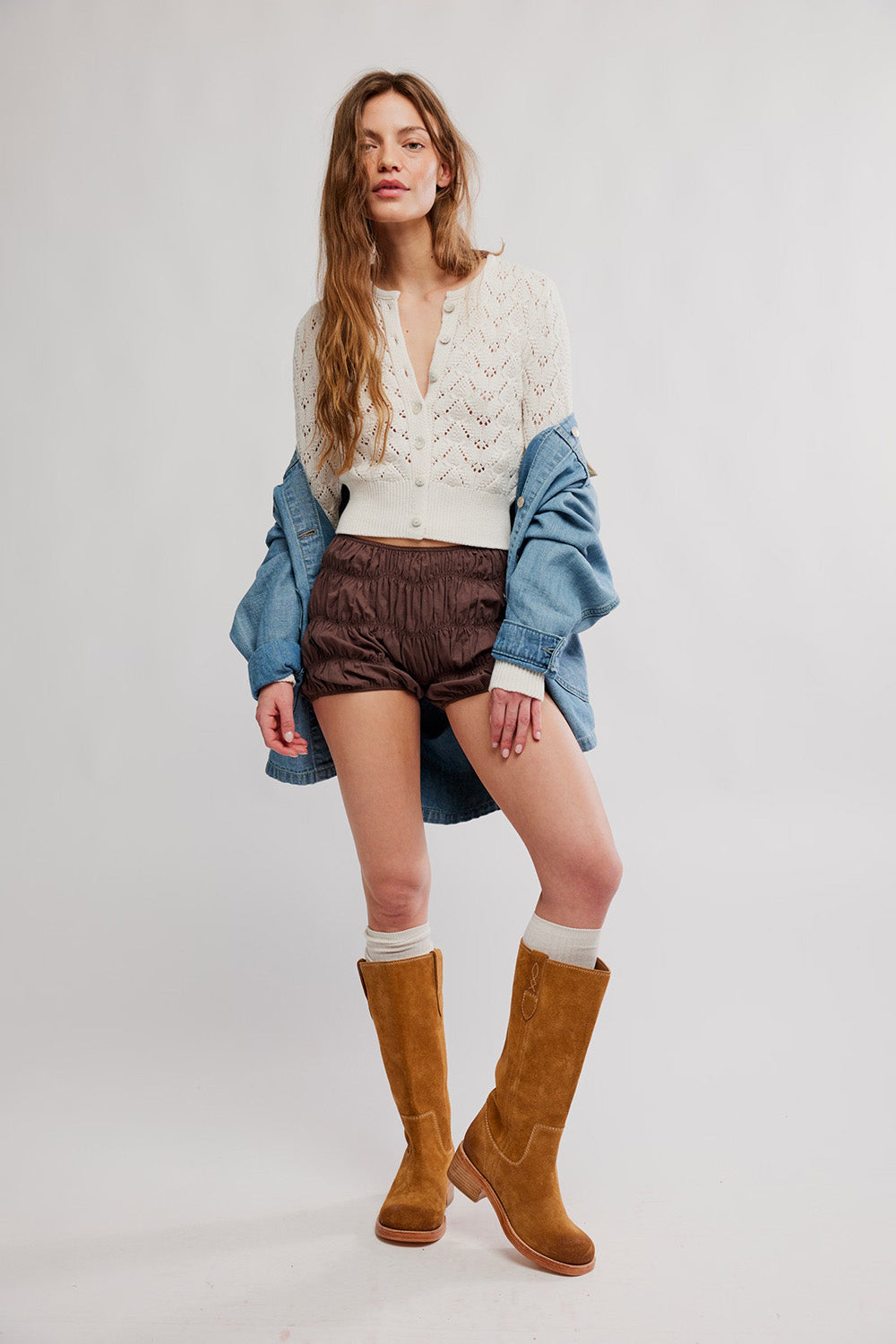 free people pretty in pointelle cardi ivory 