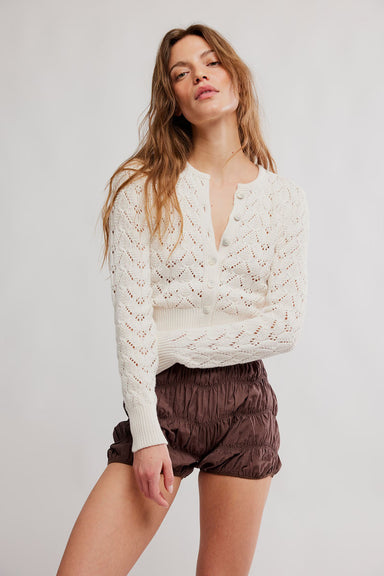 free people pretty in pointelle cardi ivory front