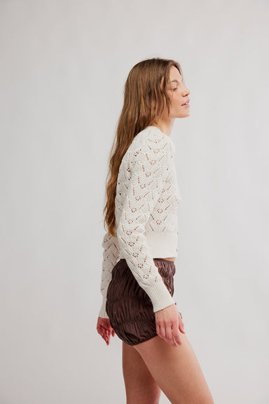 free people pretty in pointelle cardi ivory side