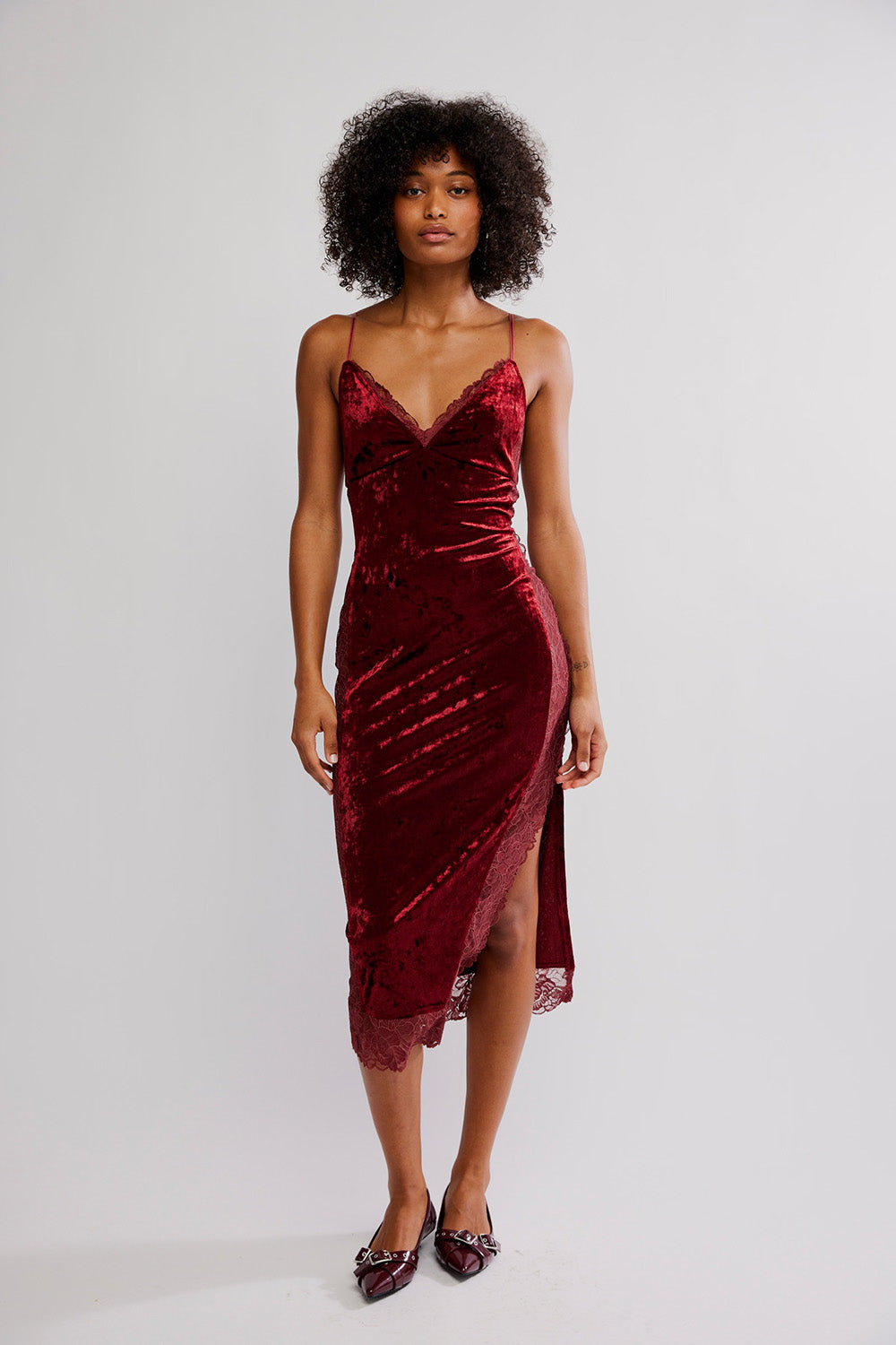 Free People - Raise a Toast Midi Slip - Garnet Grotto - Front