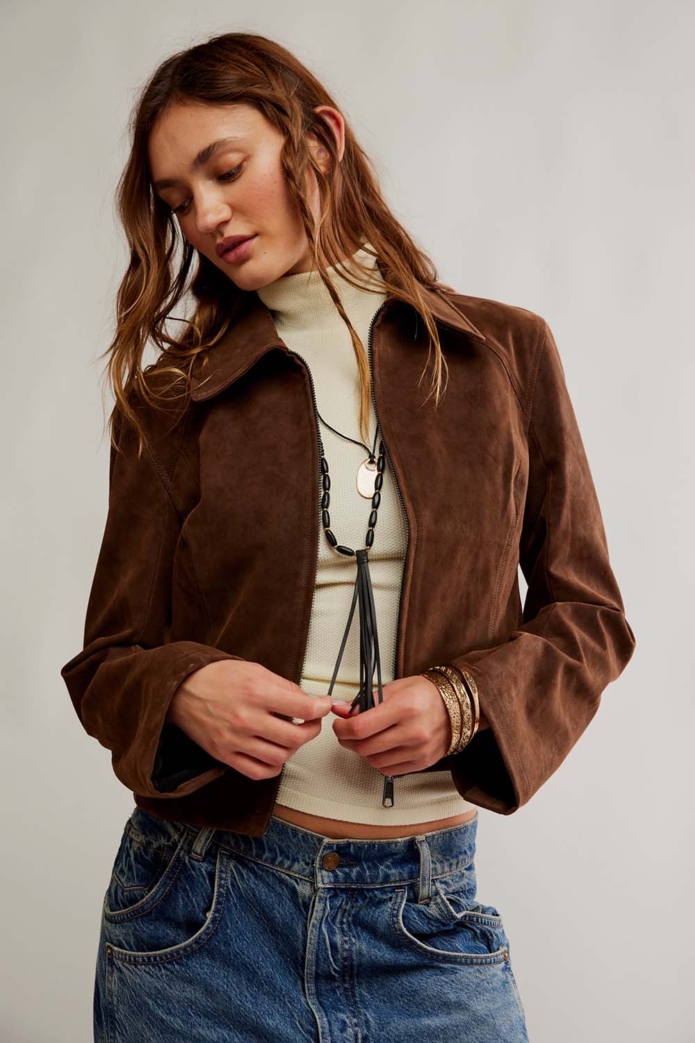 Free People - River Vegan Jacket - Double Espresso - Front