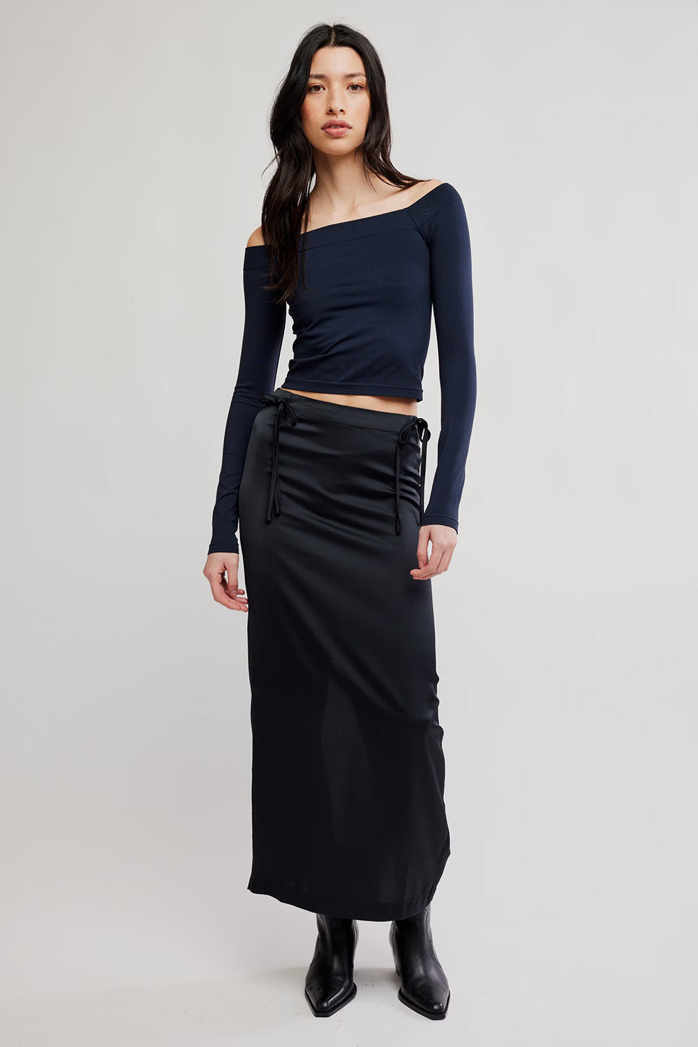 free people round two off the shoulder black 
