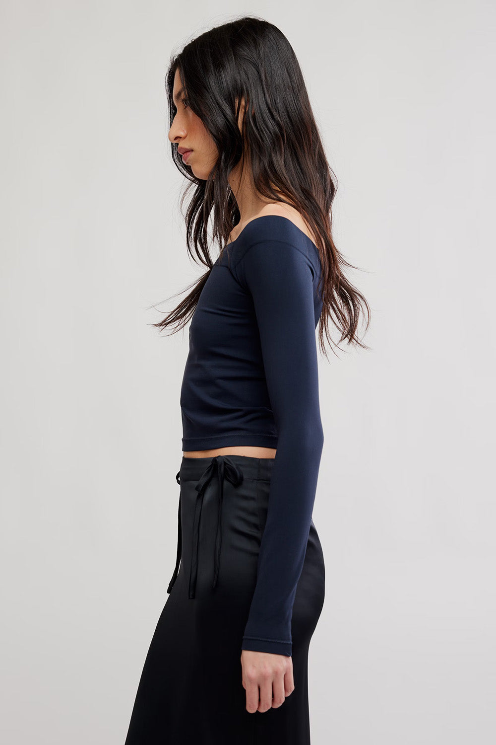 free people round two off the shoulder black side