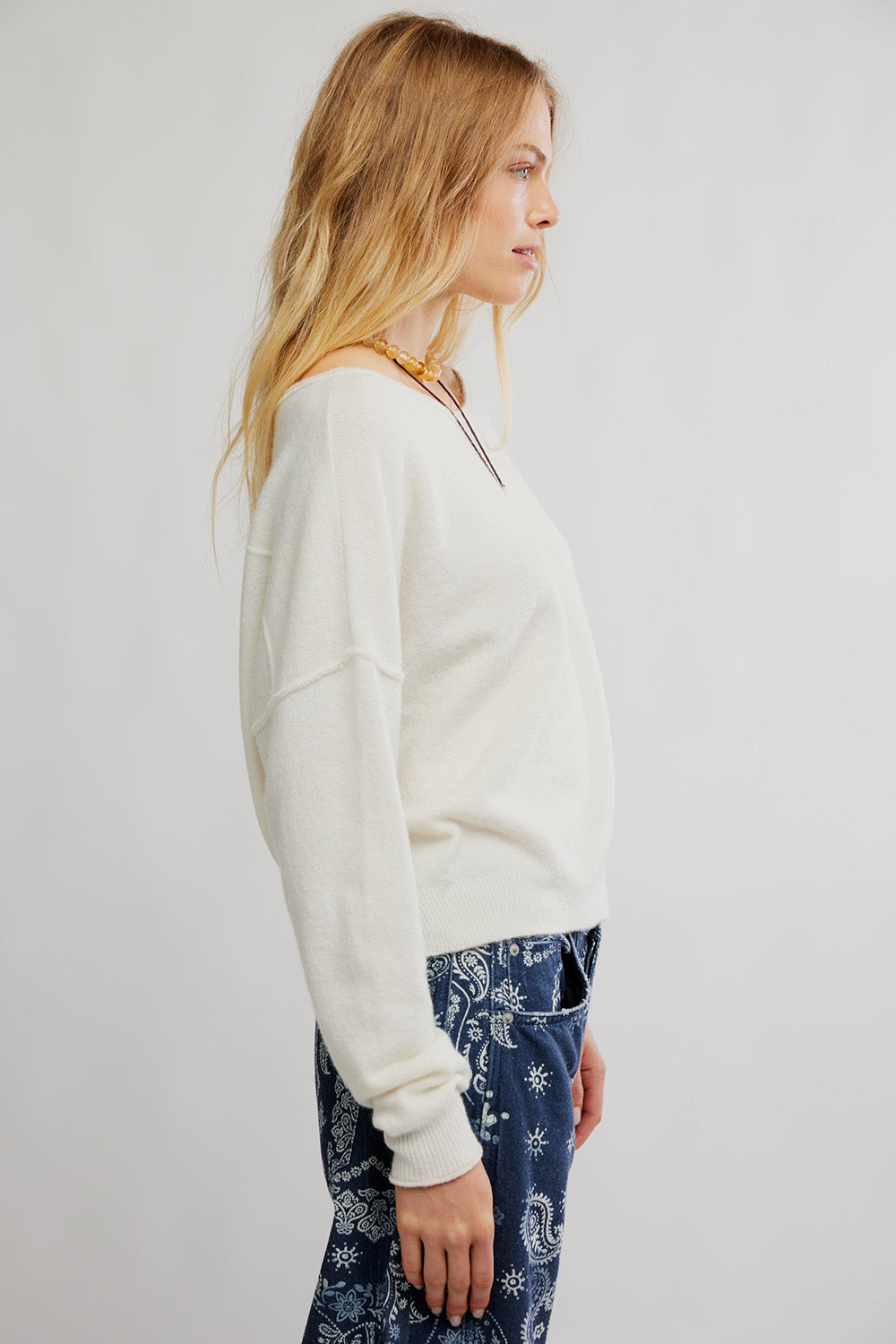 free people see me pullover white combo side
