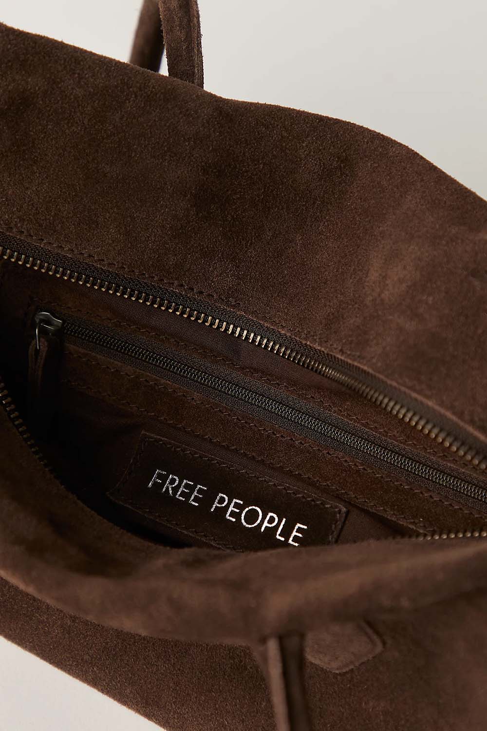 free people sierra suede shoulder bag chocolate inside