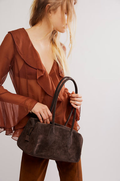free people sierra suede shoulder bag chocolate model