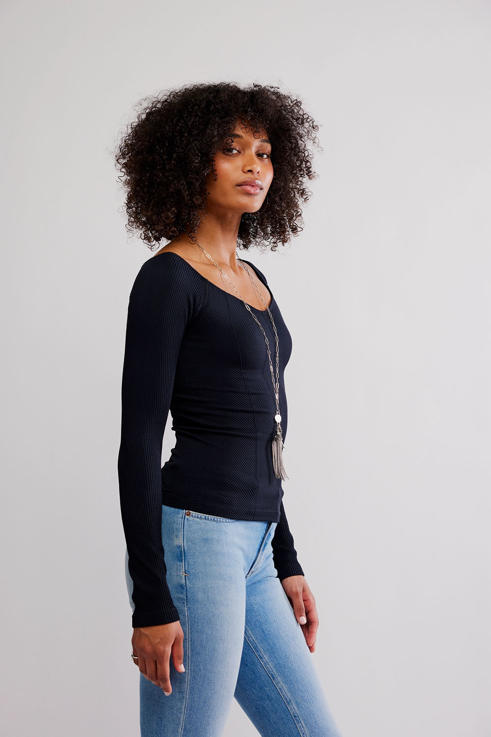 Free People - Sleek Rib Layering - Black - Side