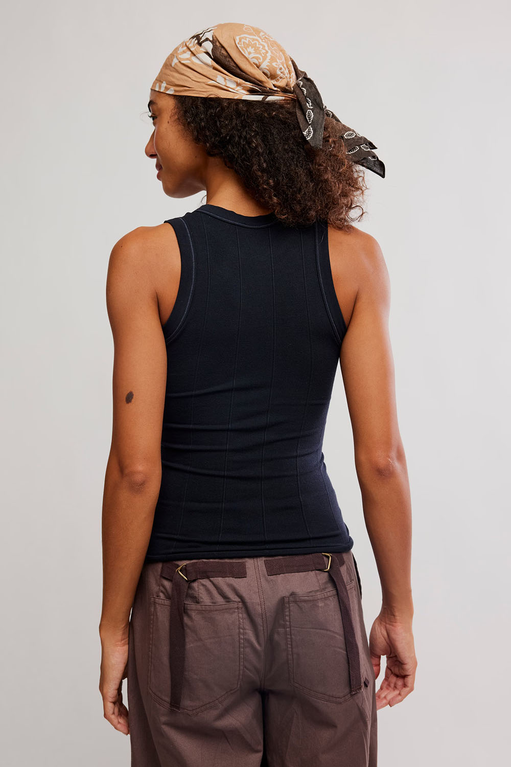 free people so soft seamless tank black  back