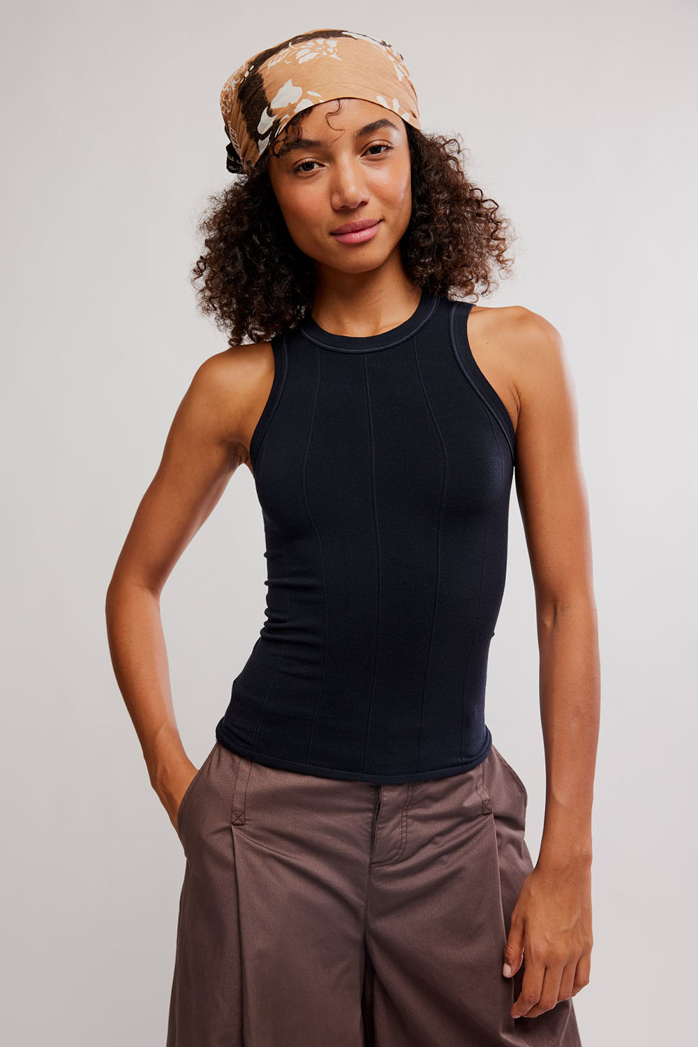 free people so soft seamless tank black front