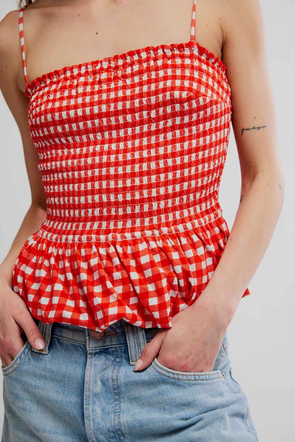 free people sundance tank red combo detail