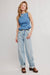 free people sunfaded denim top steel blue