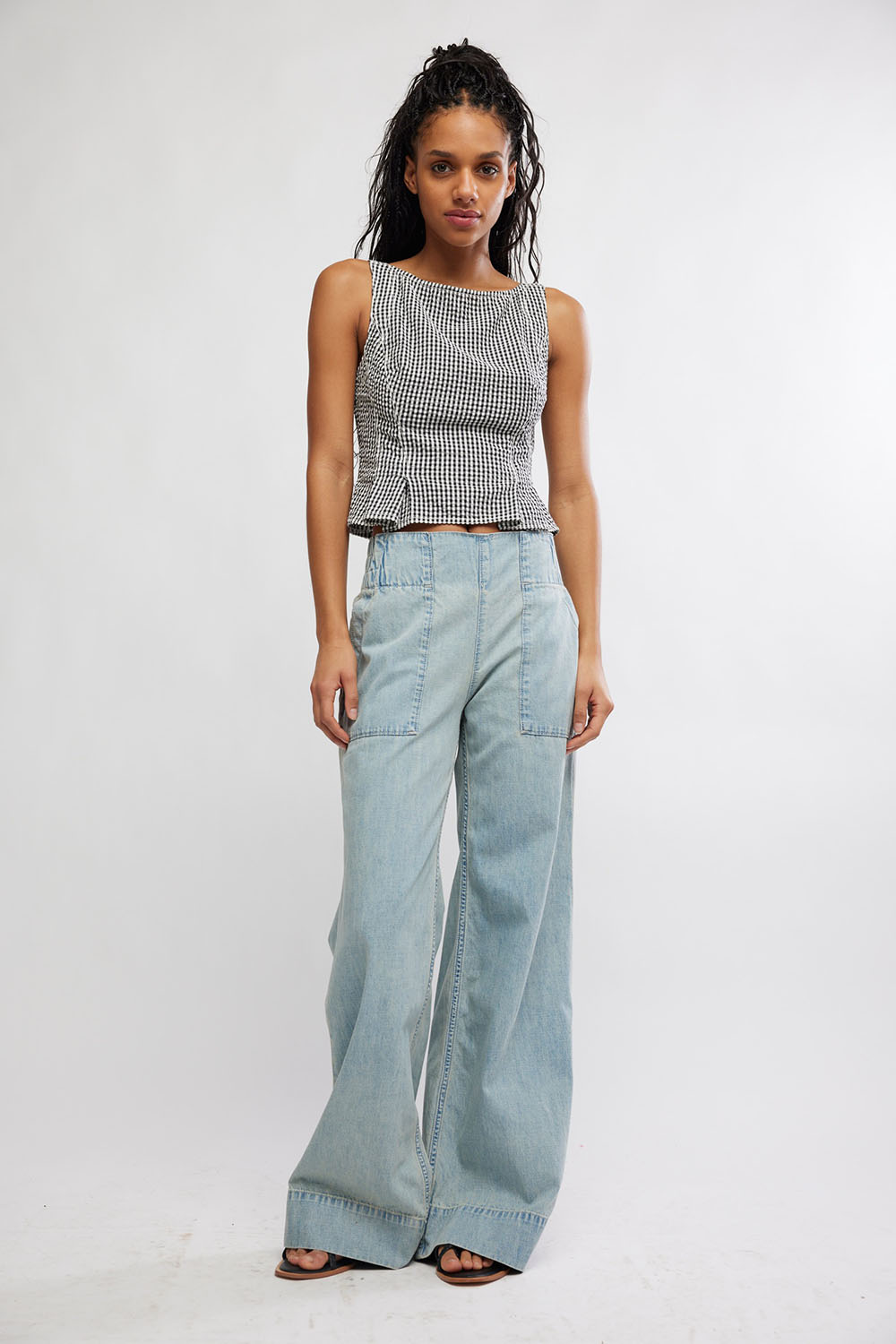 free people sunfaded top black and white combo