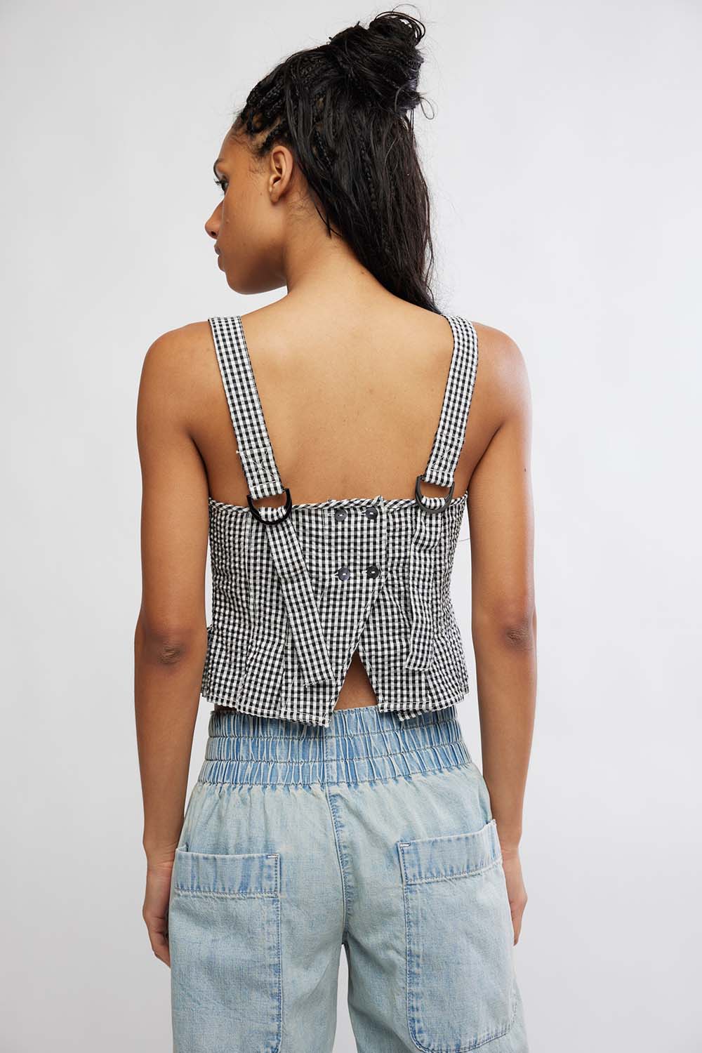 free people sunfaded top black and white combo back