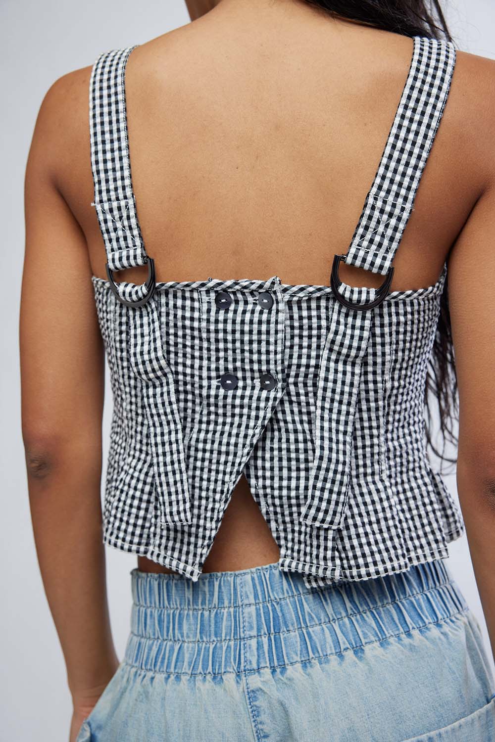 free people sunfaded top black and white combo detail