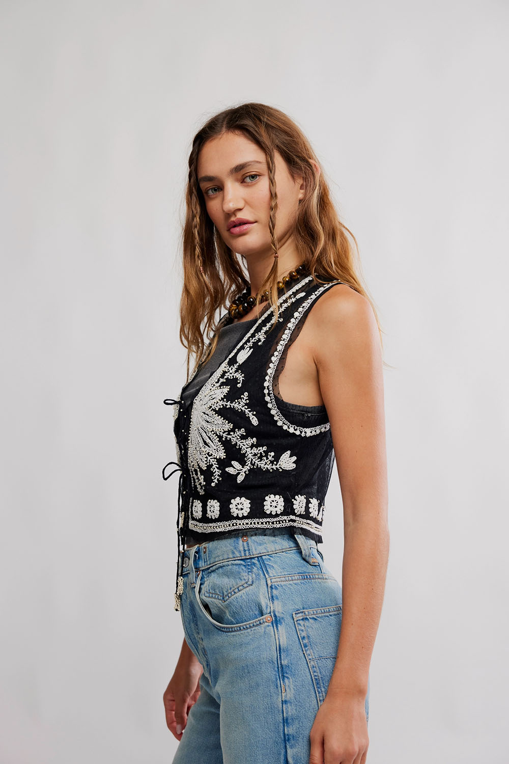 Free People - Under the Sun Vest - Black - Side