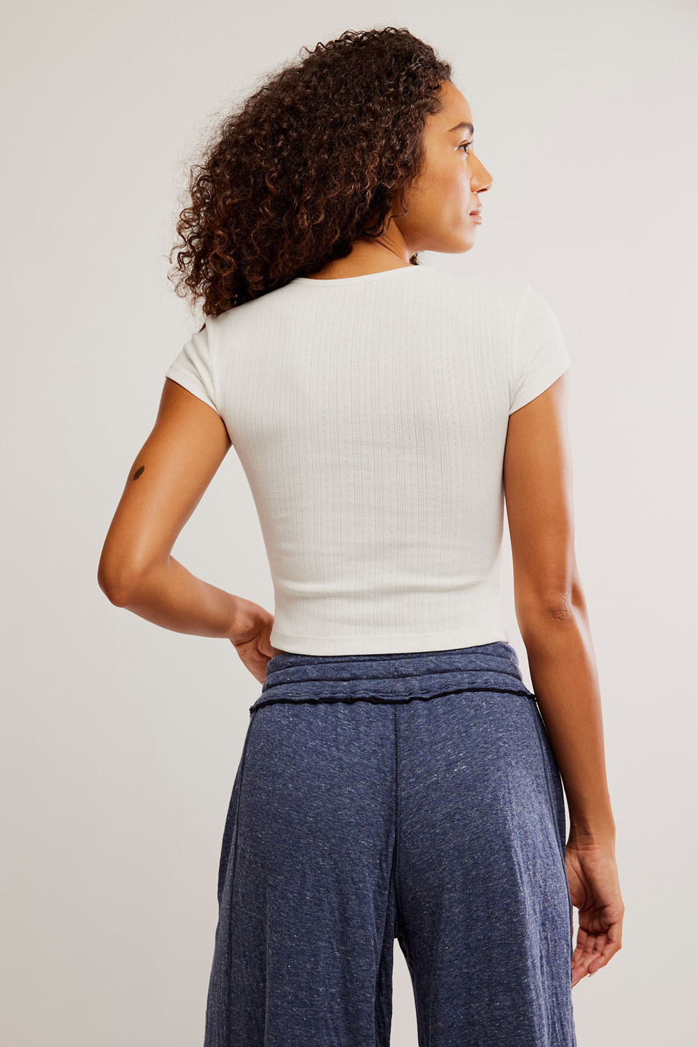 Free People - Wait A Minute Baby Tee - Oatmeal - Back