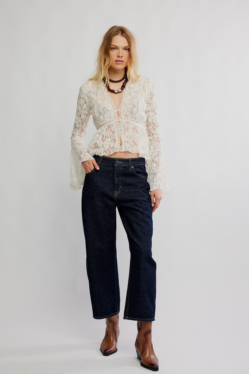 free people whispering love lace top tofu 