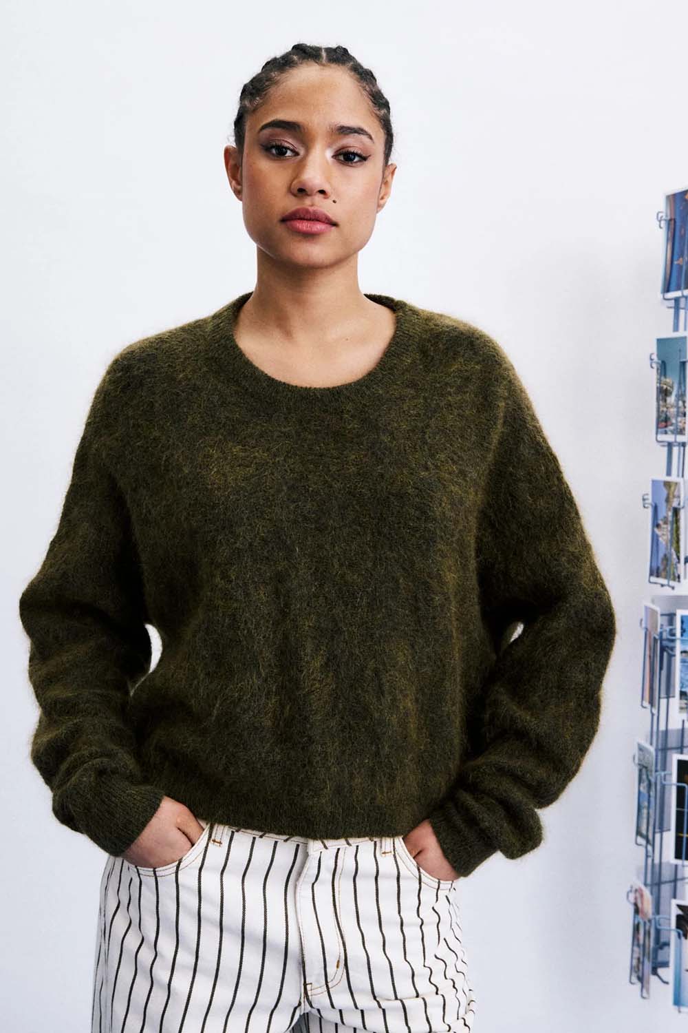 FRNCH Brooks Sweater in Kaki — Front view