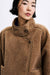 FRNCH Cauldron Reversible Coat in Camel — Collar detail view