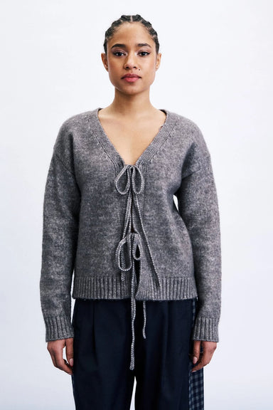 FRNCH Seorak Cardigan in Gris — Front view