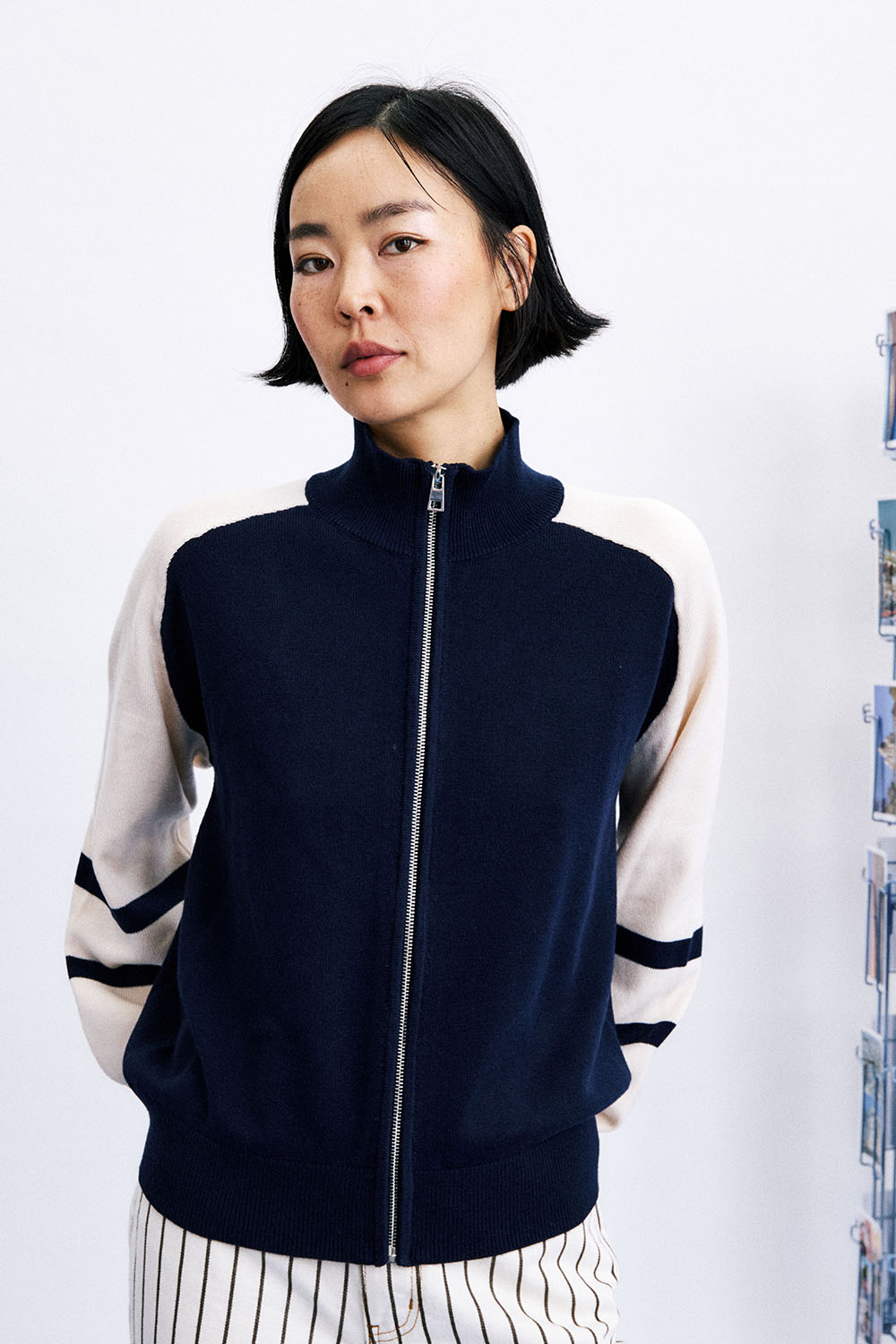 FRNCH Timbre Sweater in Bleu Marine — Front view