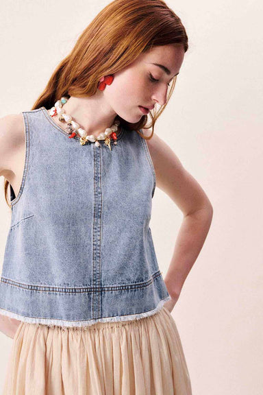 frnch aqualina top bleu jean detail