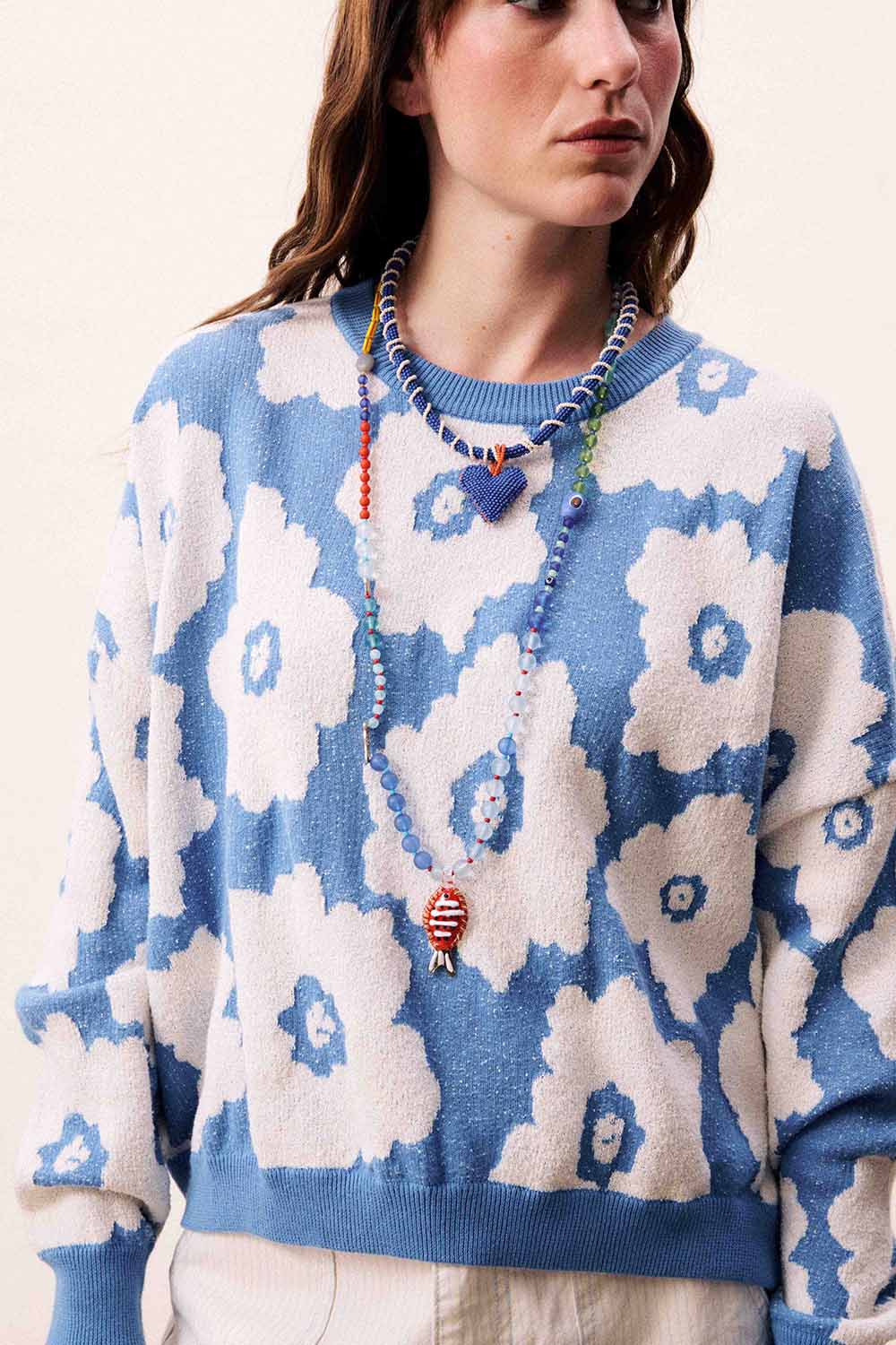 frnch dulse cardigan bleu jean detail