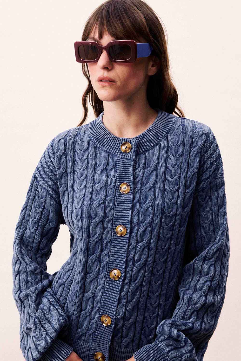 frnch janet cardigan bleu jean detail
