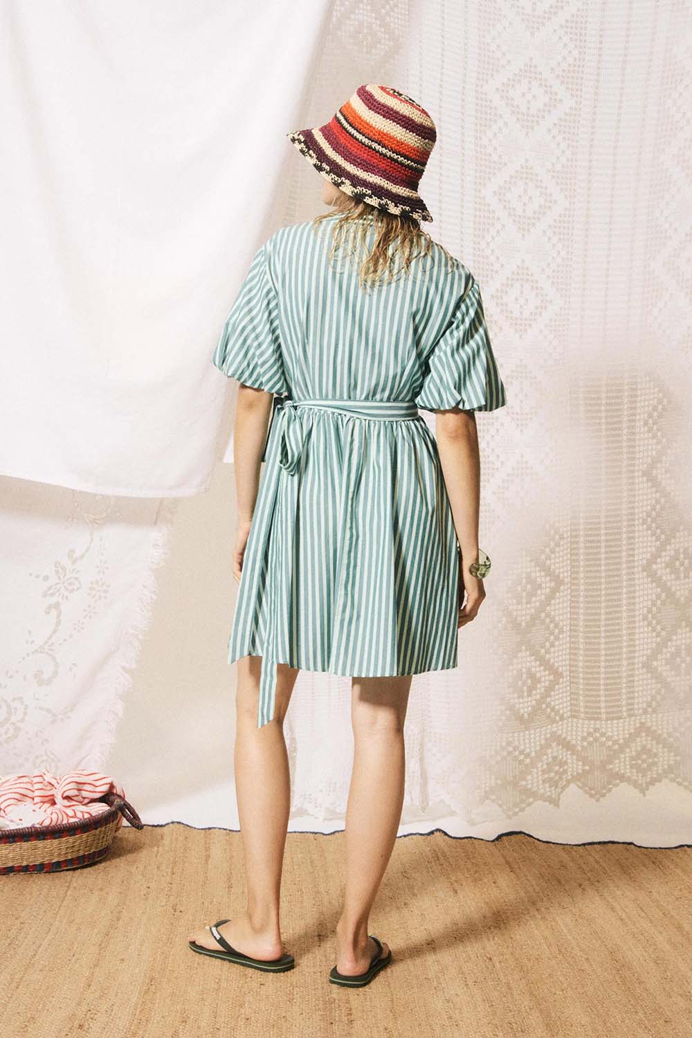 frnch sassio dress vert rivage back