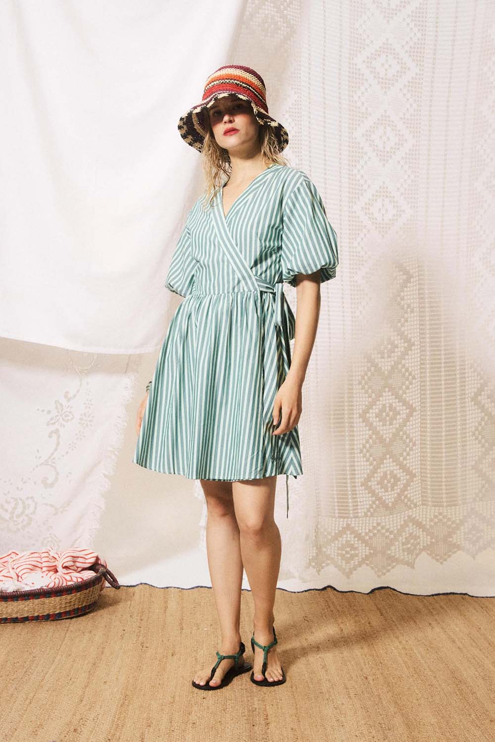 frnch sassio dress vert rivage front