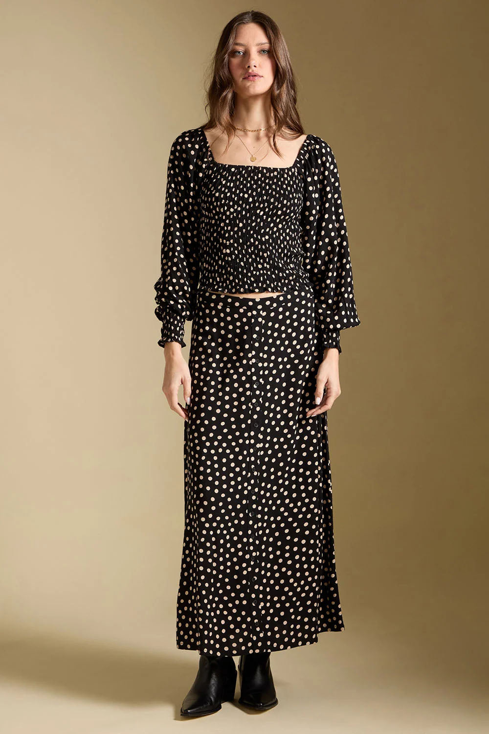 Saltwater Luxe Nolla Midi Skirt in Midnight — Front view