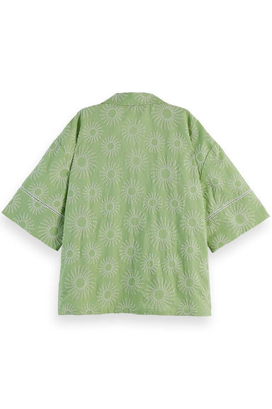 Scotch & Soda - Cotton Linen Embroidered Shirt - Pistachio - Back