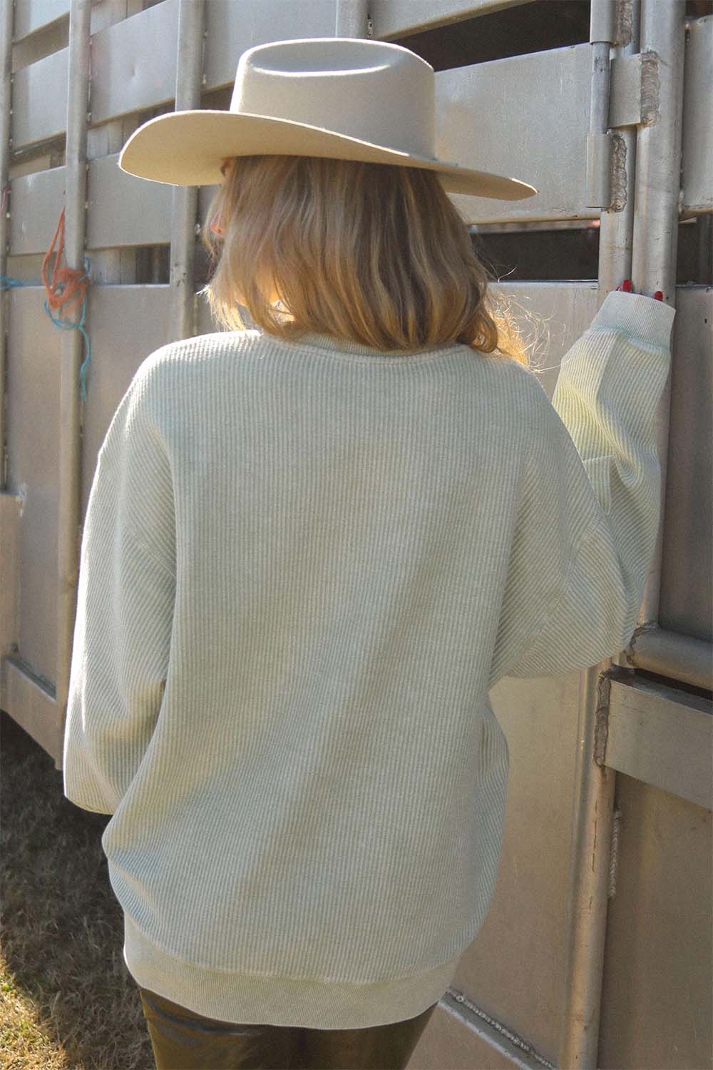 Charlie Southern - Country & Western Corded Crew - Green/Grey - Back