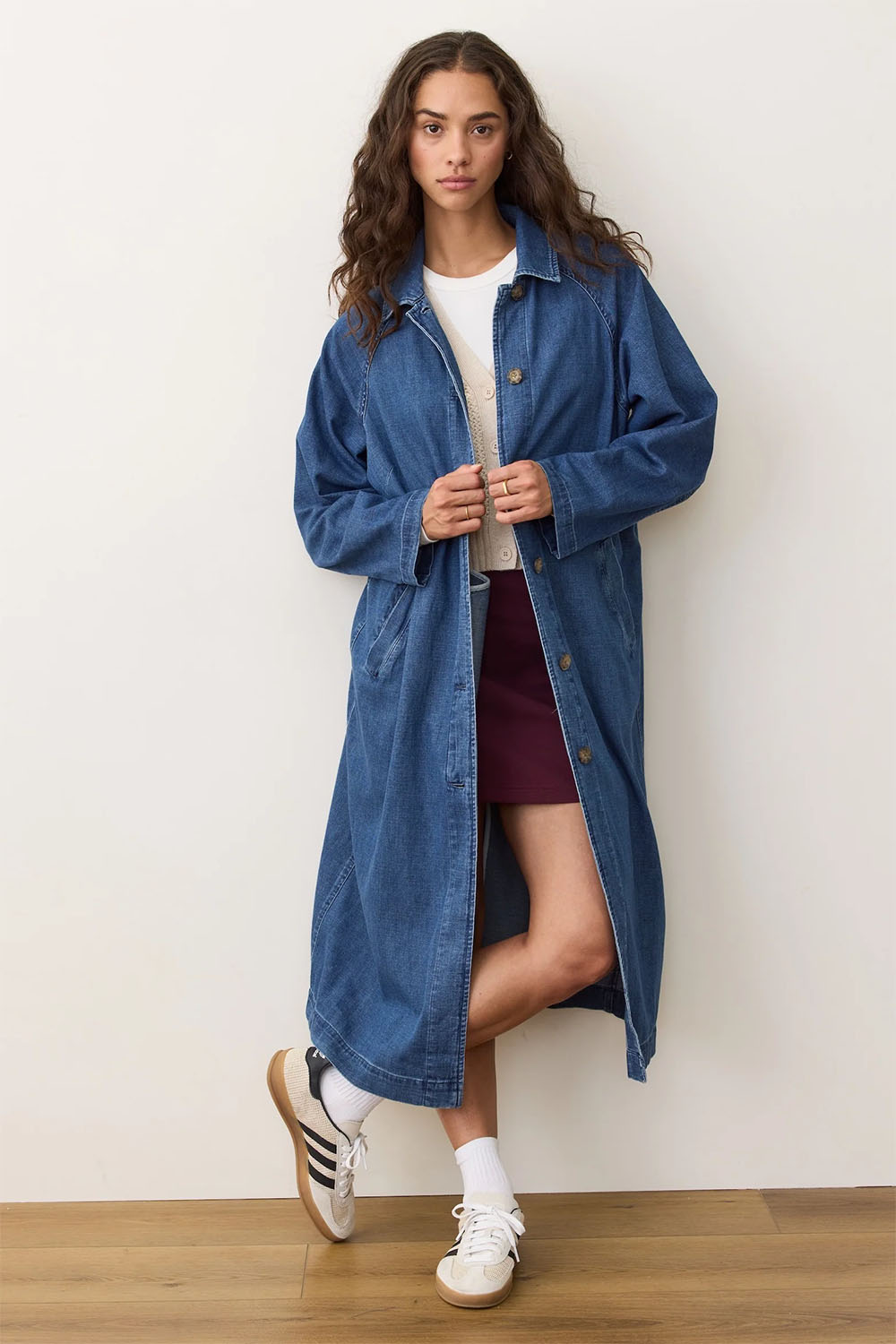 Marine Layer HAYES DENIM TRENCH Medium Wash 